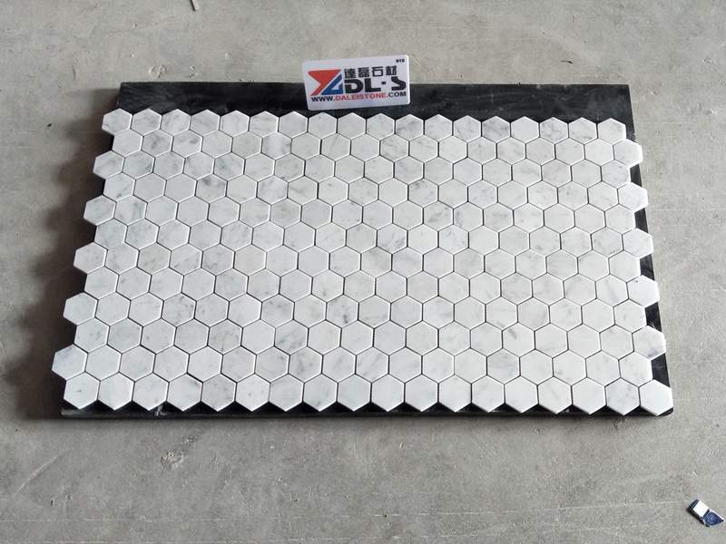 Bianco Carrara Polished Hexagon Marble Mosaic Tile