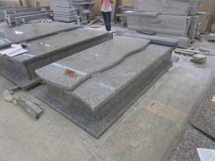 G623 Grey Granite Double Gravestones Tombstone